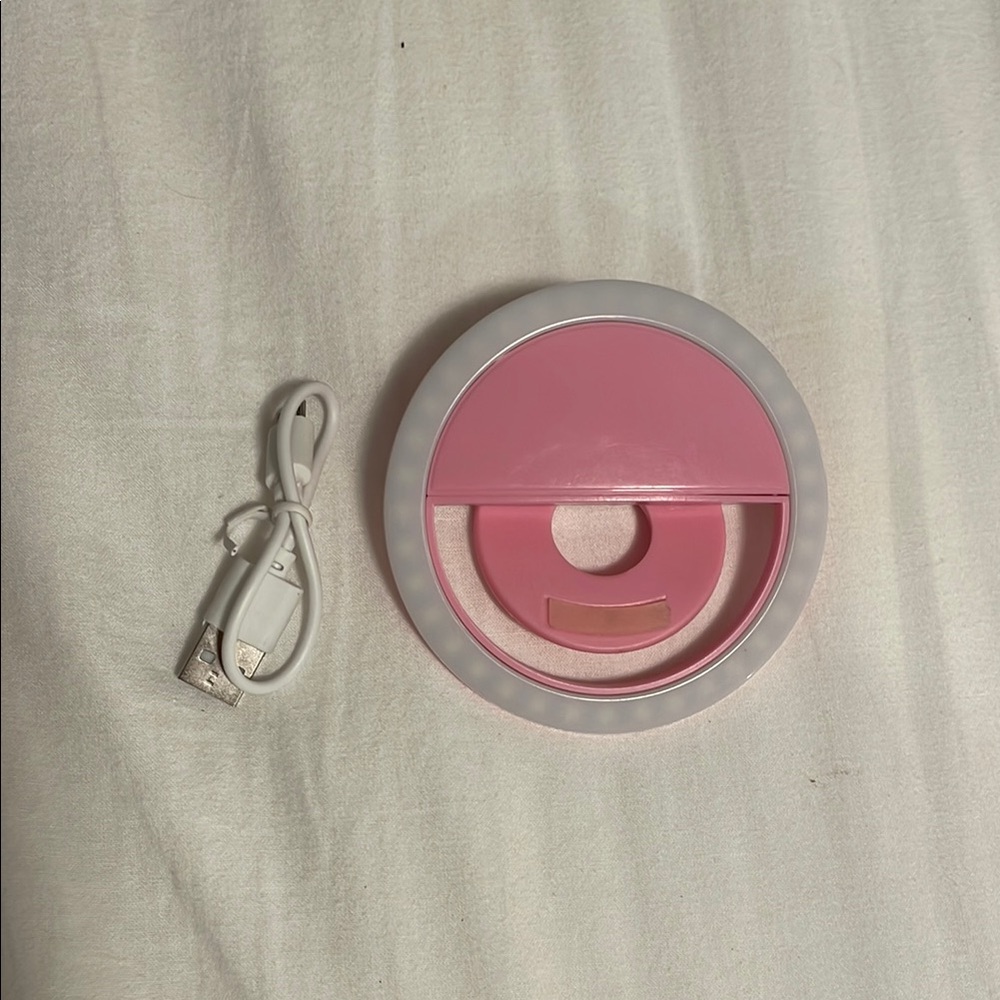 Pink Phone Selfie Ring Light with USB Cable